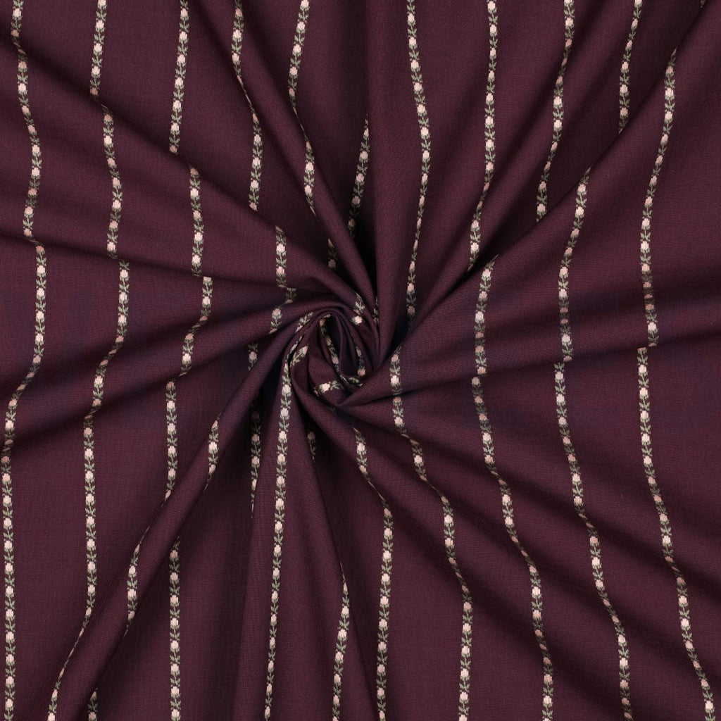 Bordeaux bomuldsjacquard med blomster