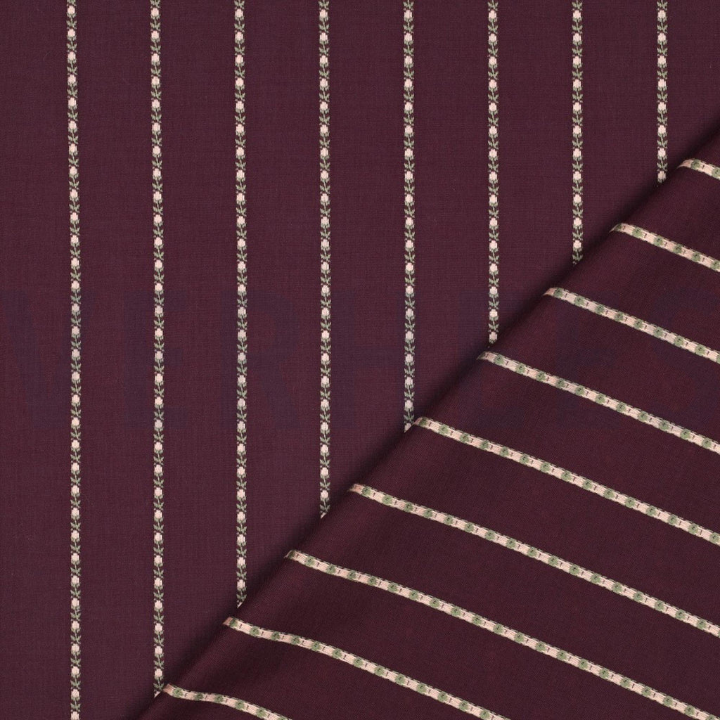 Bordeaux bomuldsjacquard med blomster