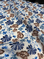 Fiore Blu – italiensk hørstof med blomsterprint