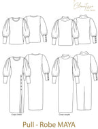 'Maya' kjole og bluse symønster (str. 34-52)