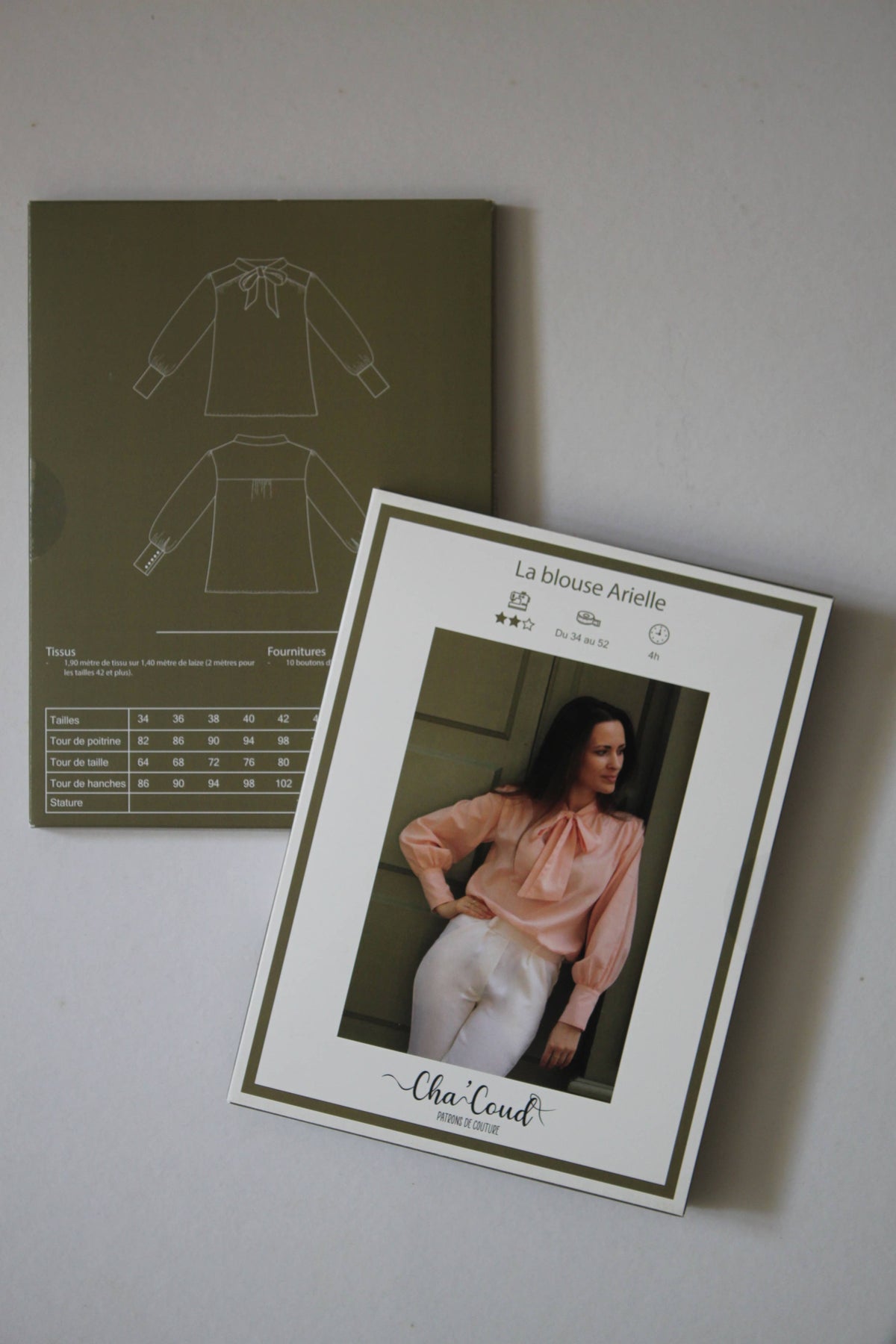 Arielle - bluse symønster (str. 34-52) | Cha’ coud