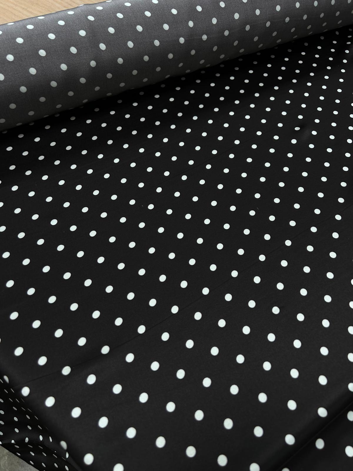 Polka Noir - satinvævet silke