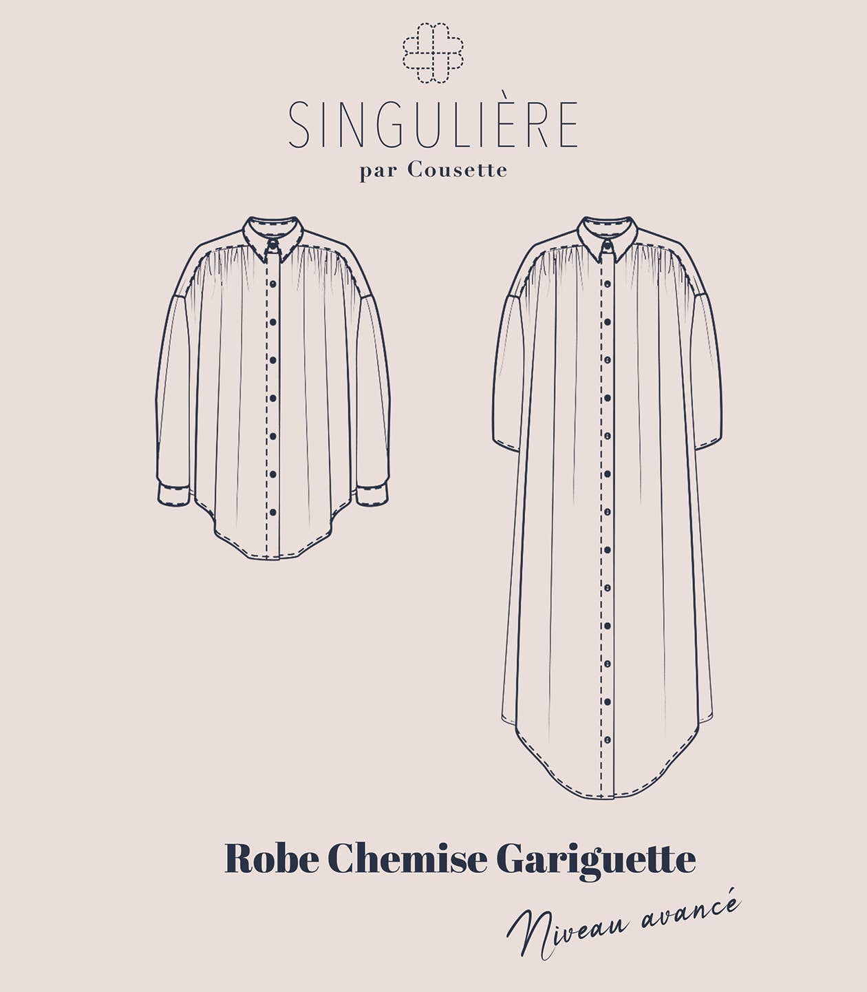 Gariguette - (skjorte)kjole symønster (str. 34-50) | Cousette