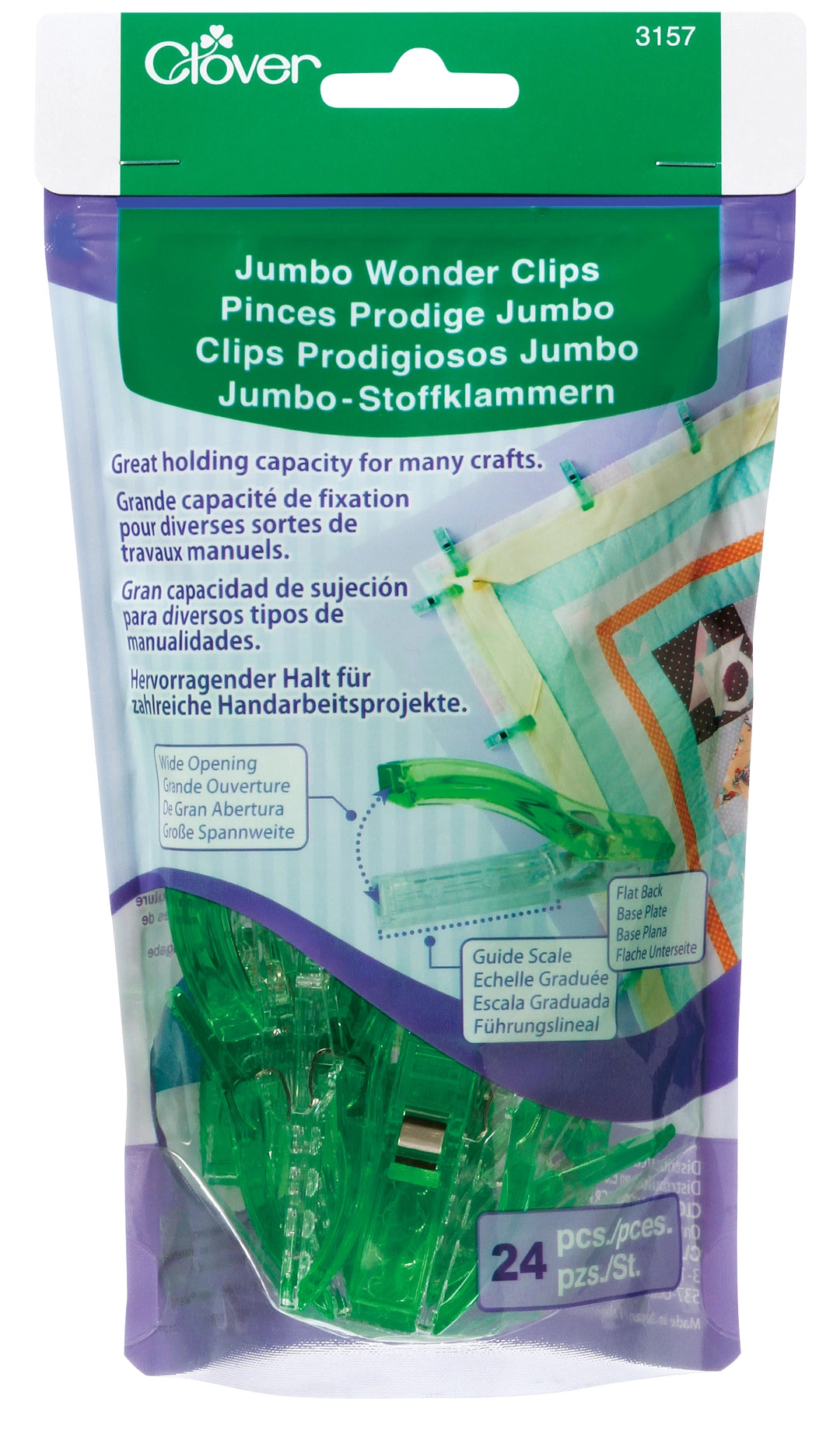 Jumbo Wonder Clips – 24 store stofklemmer | Clover