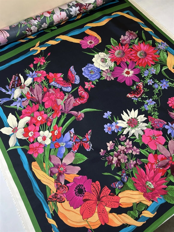 'Scarf Fiori Nero' Silke*