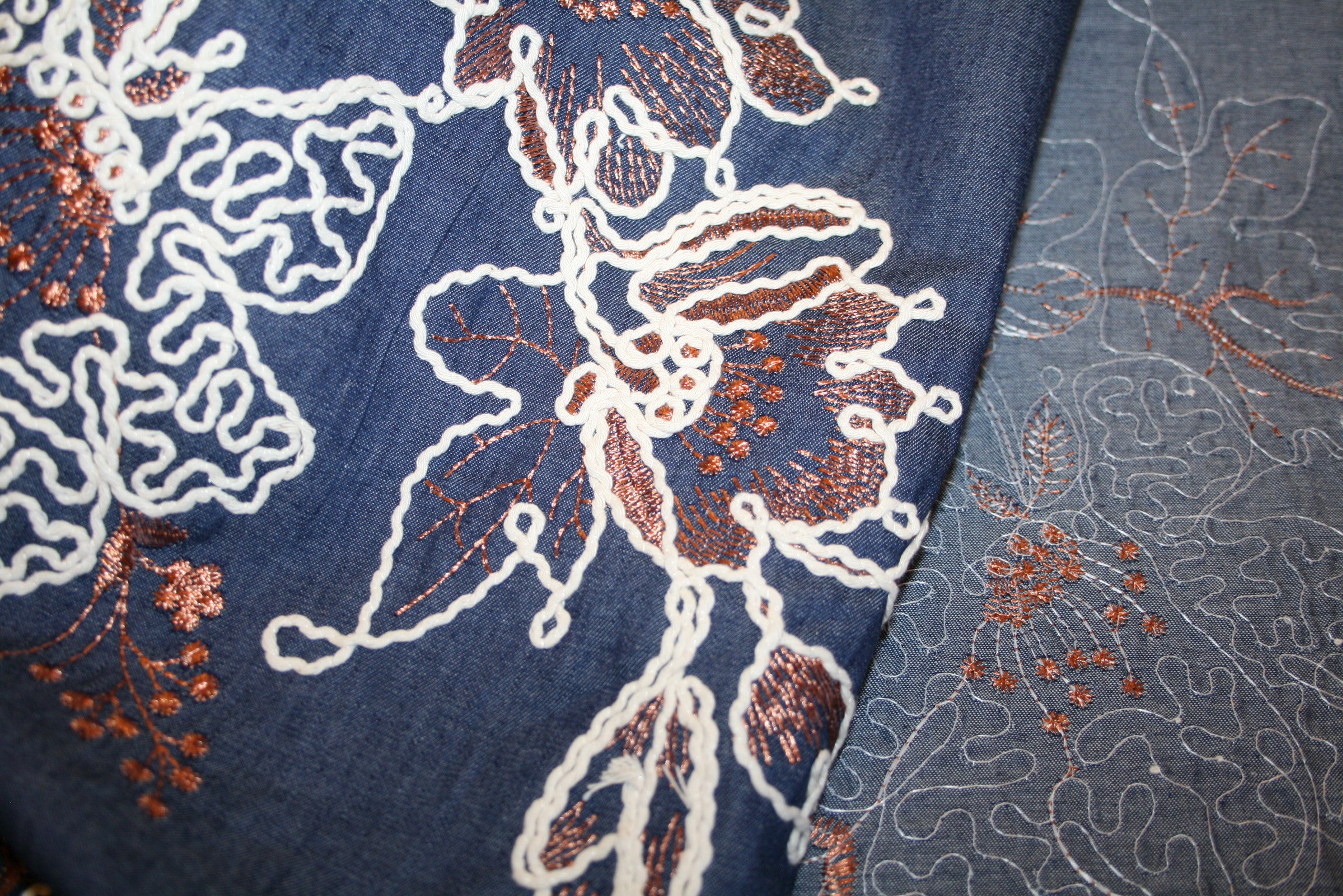 'Flowers Embroidery Denim' Bomuld