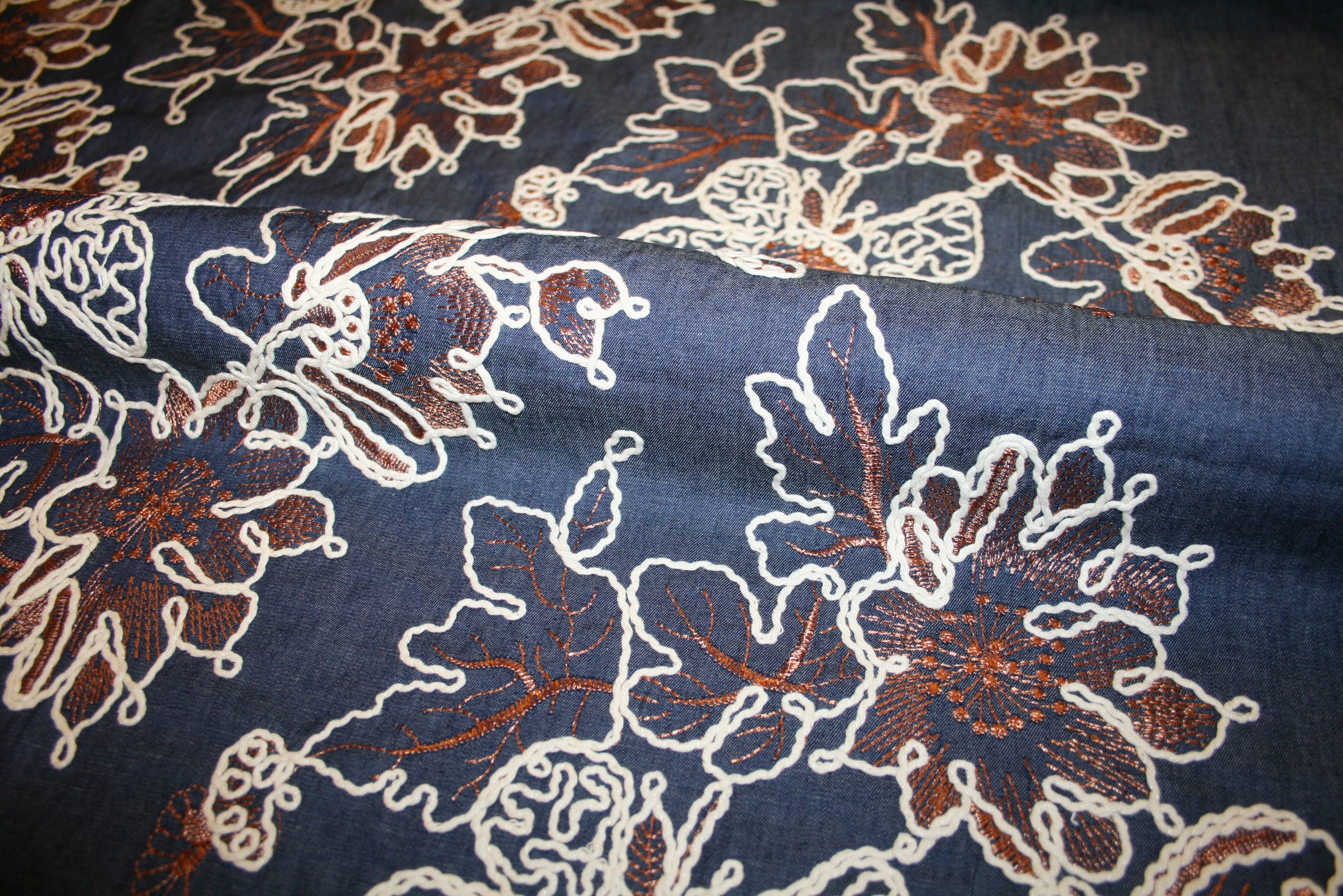 'Flowers Embroidery Denim' Bomuld