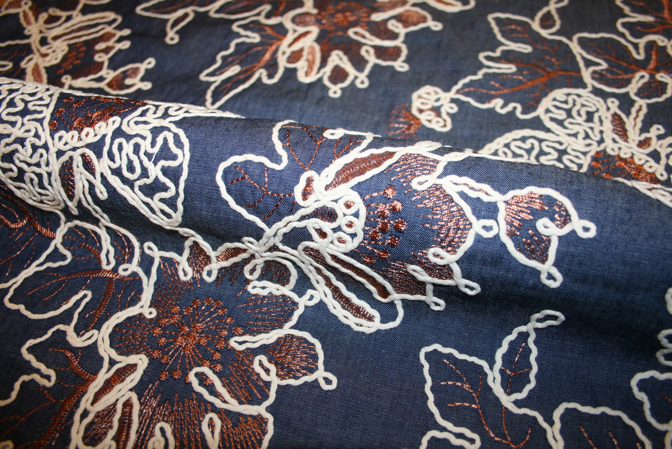 'Flowers Embroidery Denim' Bomuld
