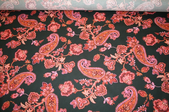 'Paisley Rosso' Bomuld