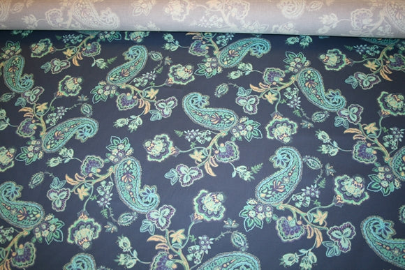 'Paisley Blu' Bomuld
