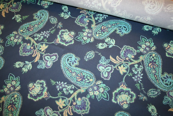 'Paisley Blu' Bomuld