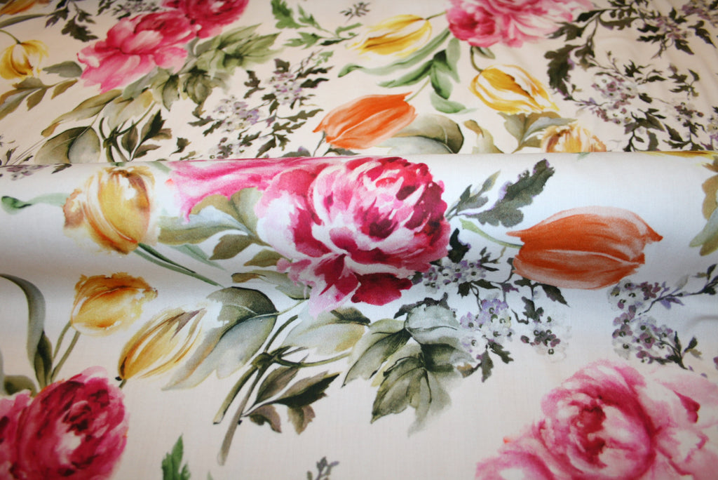 Blomstret bomuldsstof - deadstock fra modehus i Italien