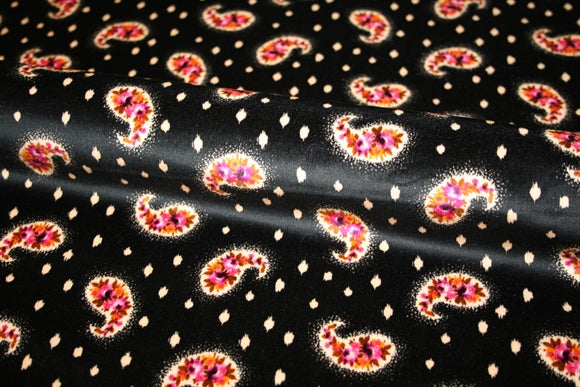 'Velluto Paisley Nero' Bomuld