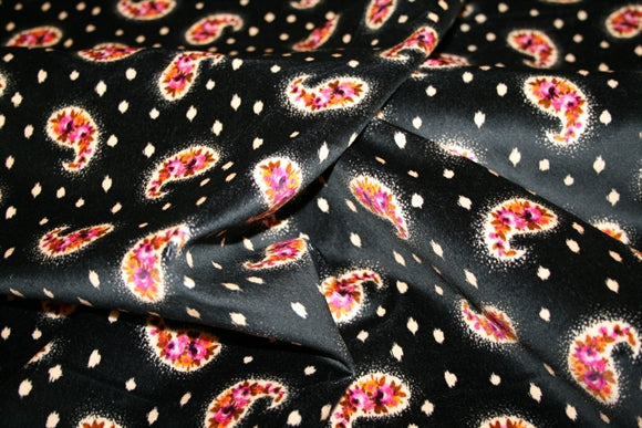 'Velluto Paisley Nero' Bomuld