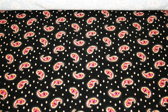 'Velluto Paisley Nero' Bomuld