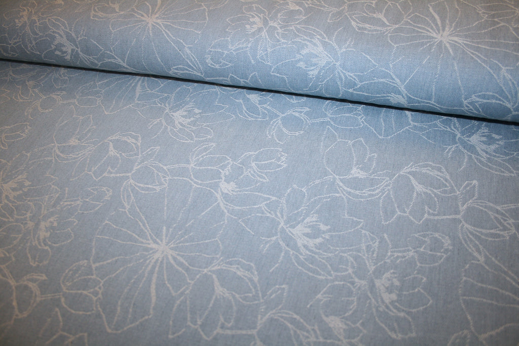 'Flowers Jacquard Denim' Bomuld