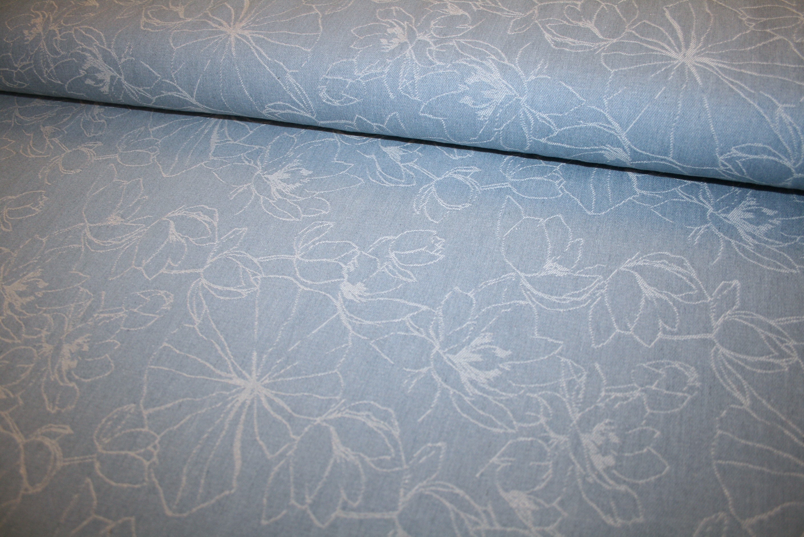 'Flowers Jacquard Denim' Bomuld