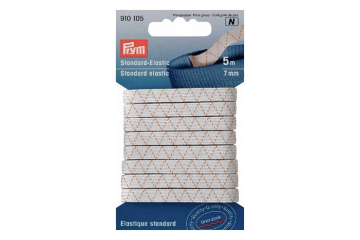 5 m. hvid elastik 7 mm.
