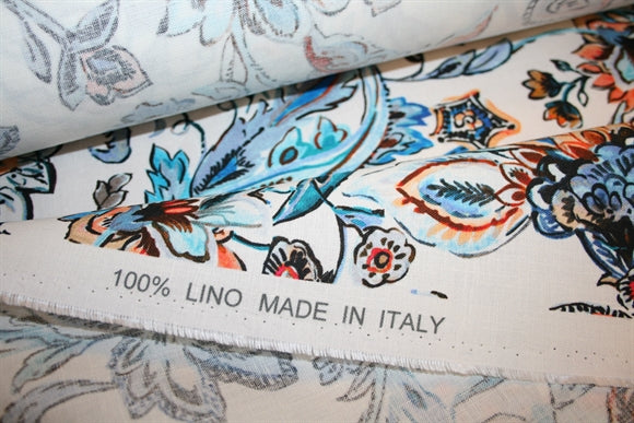 'Paisley Barocco Blu' Hør