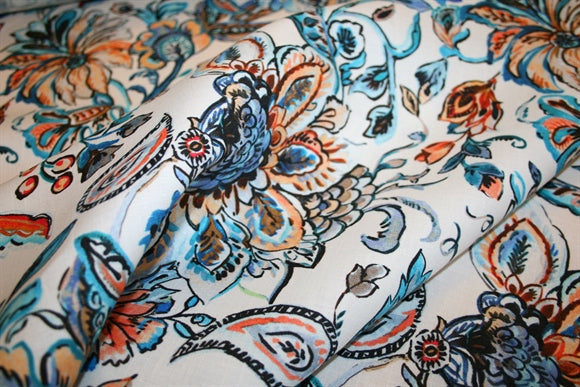 'Paisley Barocco Blu' Hør