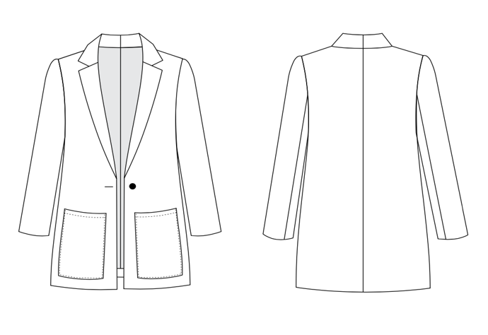Heather - symønster til blazer jakke (str. XS-7X) | Friday Pattern Company