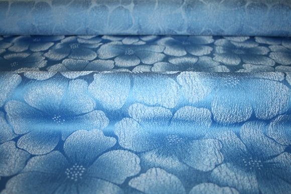 'Light Blue Fiori' Jacquard