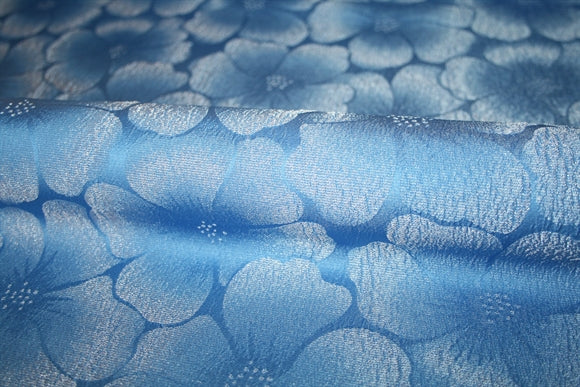 'Light Blue Fiori' Jacquard