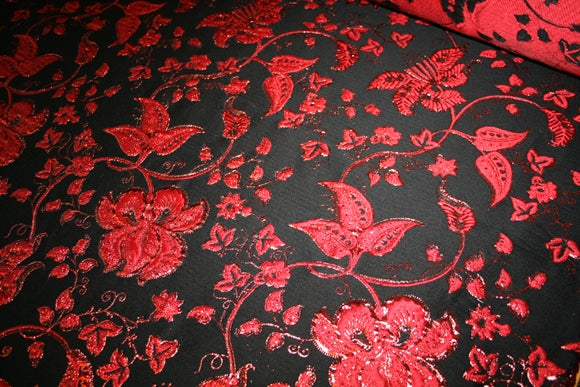 'Rosso Fiori' Jacquard
