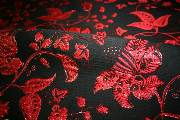 'Rosso Fiori' Jacquard