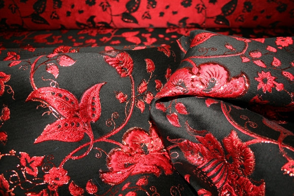 'Rosso Fiori' Jacquard