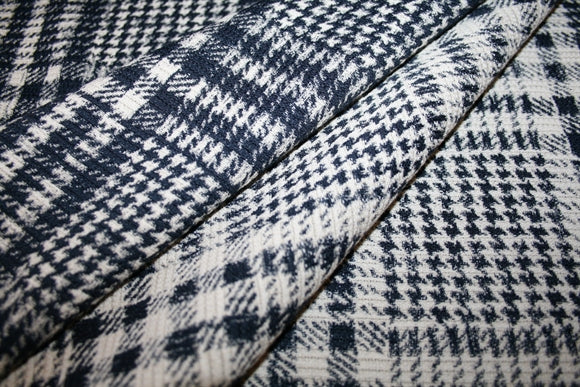 'Karo Blu Jacquard' Bomuld