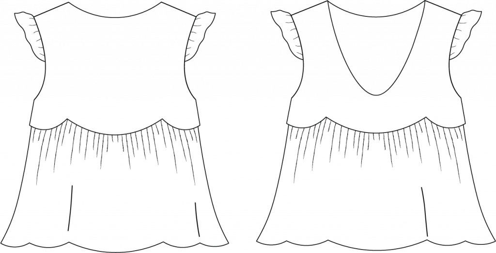 Josten – symønster til top med peplum (str. 34–52) | Cha’ coud