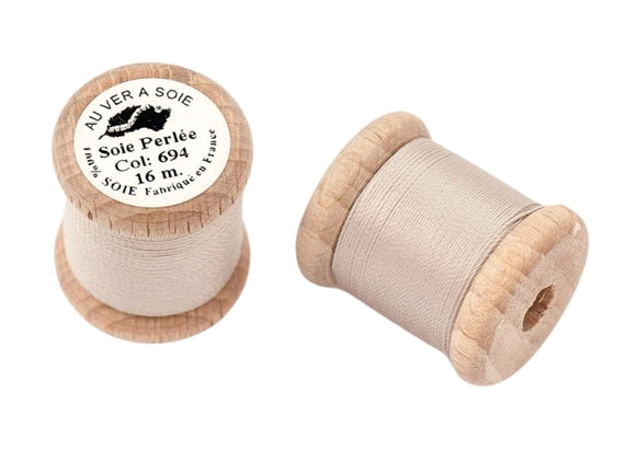Beige sysilke – knaphulssilke | Au Ver à Soie