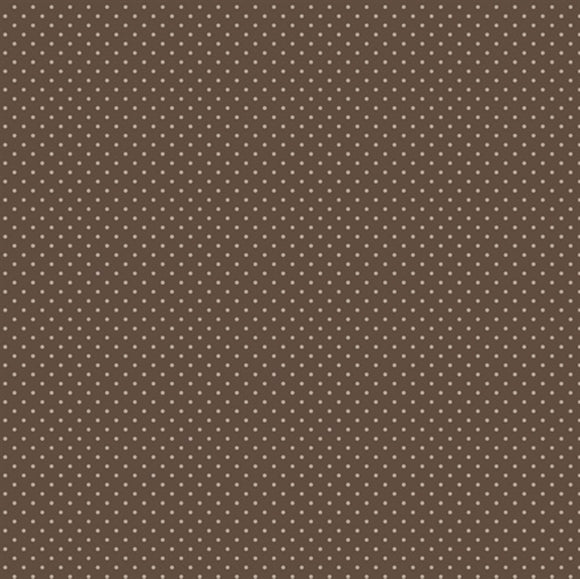Brun bomuld poplin med små prikker