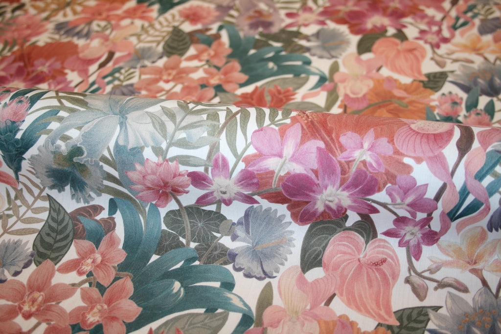 Liberty Tana Lawn Greenhouse Tropic med farverigt botanisk mønster til kjoler, skjorter og patchwork