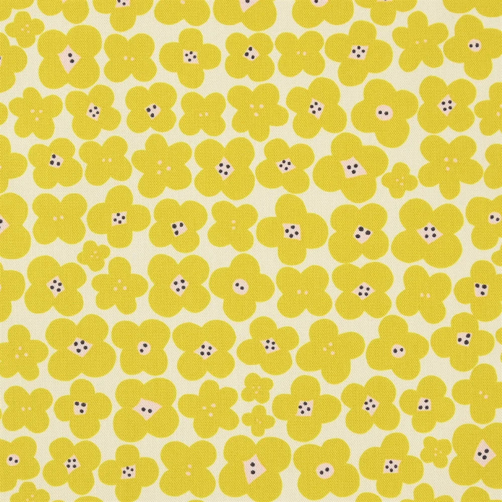 'Linnea Flower Yellow' Bomuld fra Kokka