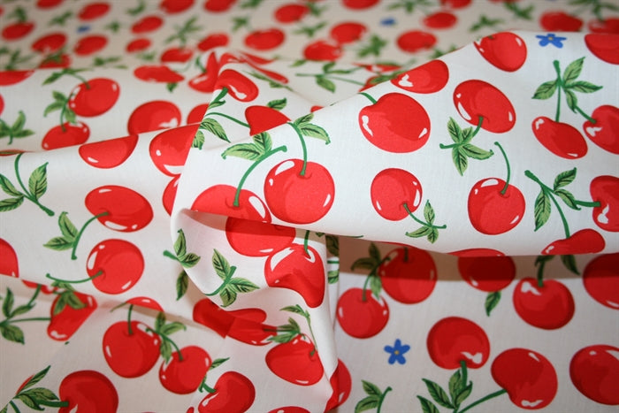 Cherry bomuldspoplin til skjorter, kjoler og børnetøj