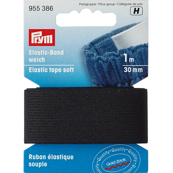 1 m. sort elastik 30 mm.