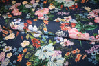 'Navy Flowers' Viscose