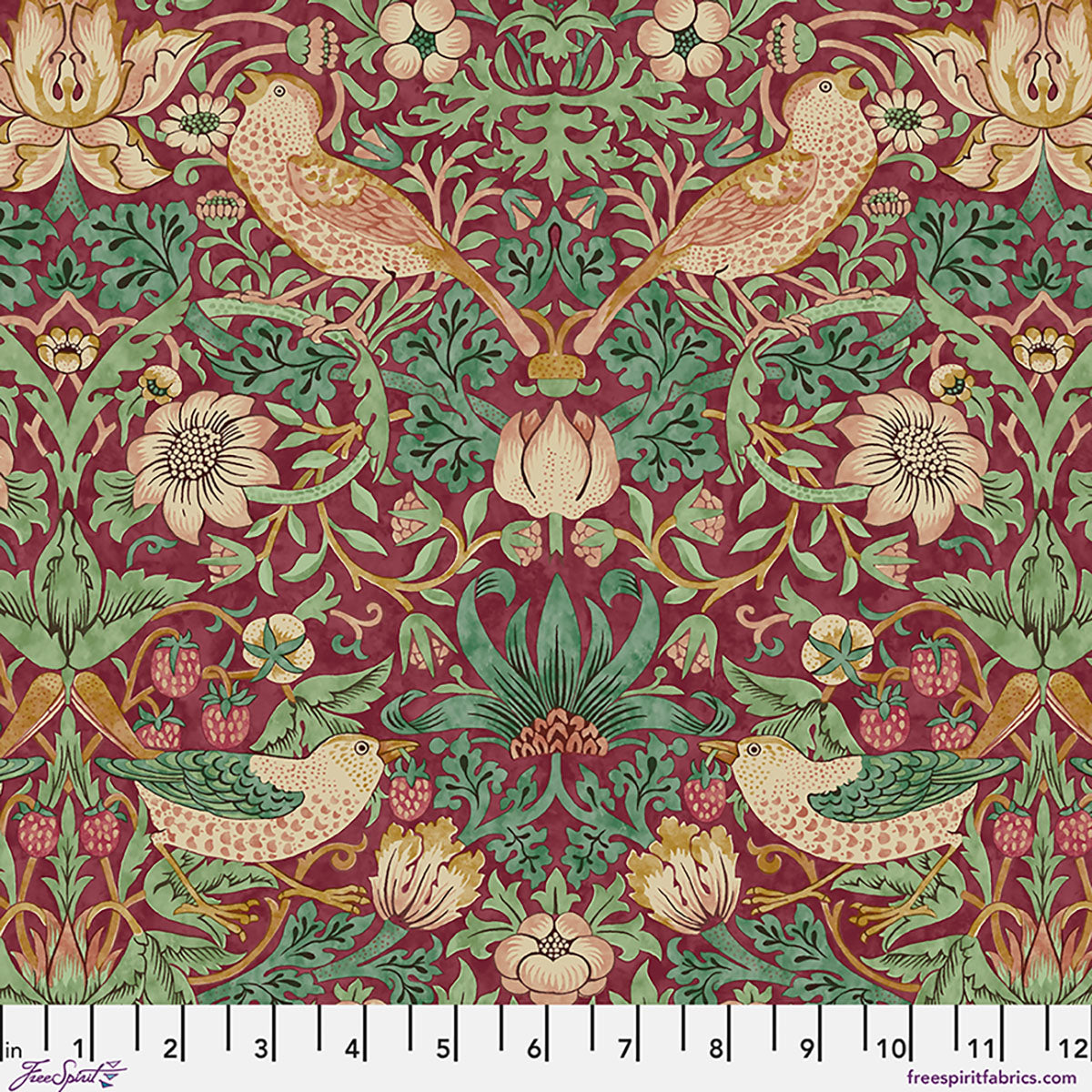 William Morris 'Strawberry Thief Dawn Rose' Bomuld