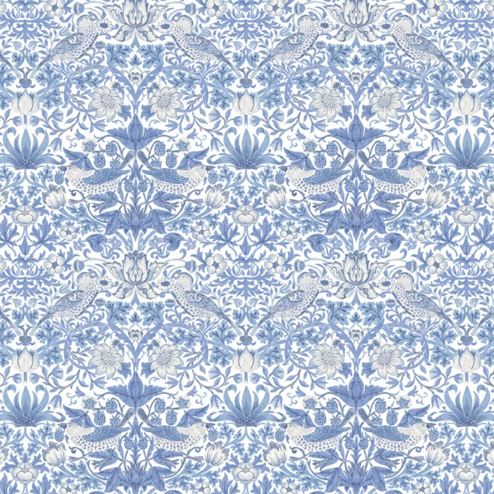 William Morris 'Strawberry Thief Light Blue' Bomuld