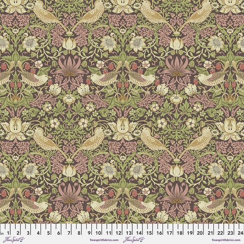 William Morris 'Strawberry Thief Chocolate' Bomuld