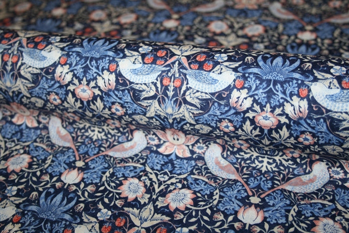 William Morris 'Mini Strawberry Thief Blue' Bomuld