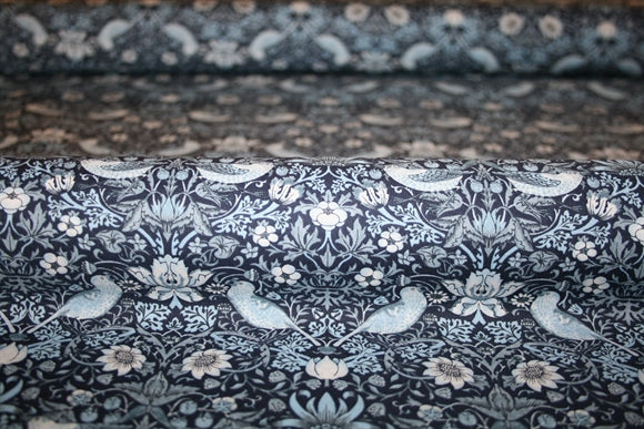 William Morris 'Mini Strawberry Thief Indigo' Bomuld