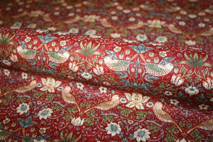 William Morris'Mini Strawberry Thief Red' Bomuld