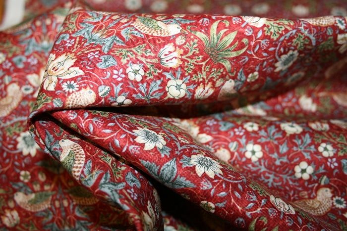 William Morris'Mini Strawberry Thief Red' Bomuld