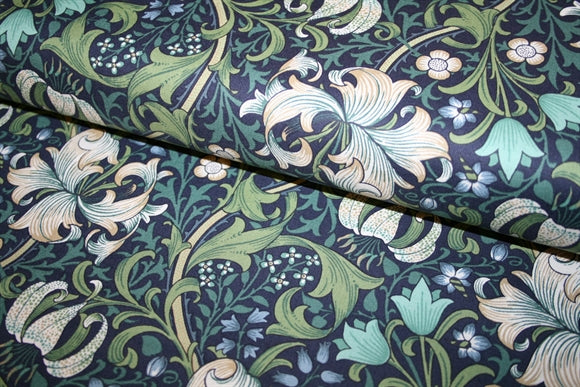 William Morris 'Golden Lily Navy' Bomuld
