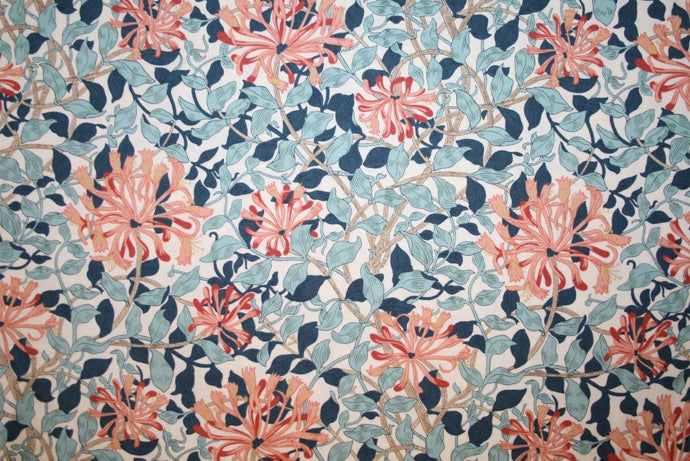 William Morris 'Honeysuckle Aqua' Bomuld