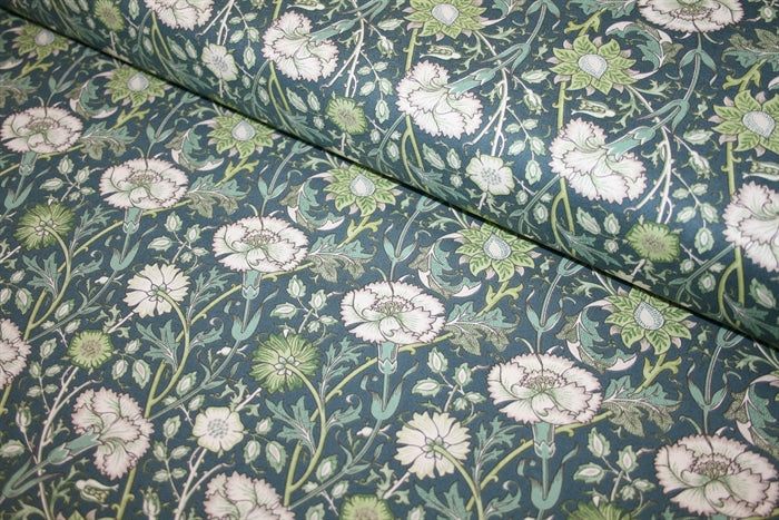 William Morris 'Mini Pink & Rose Marine' Bomuld