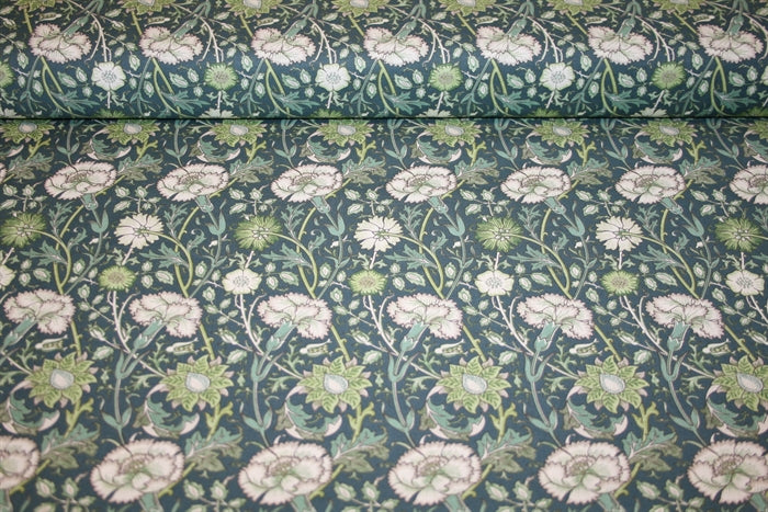 William Morris 'Mini Pink & Rose Marine' Bomuld